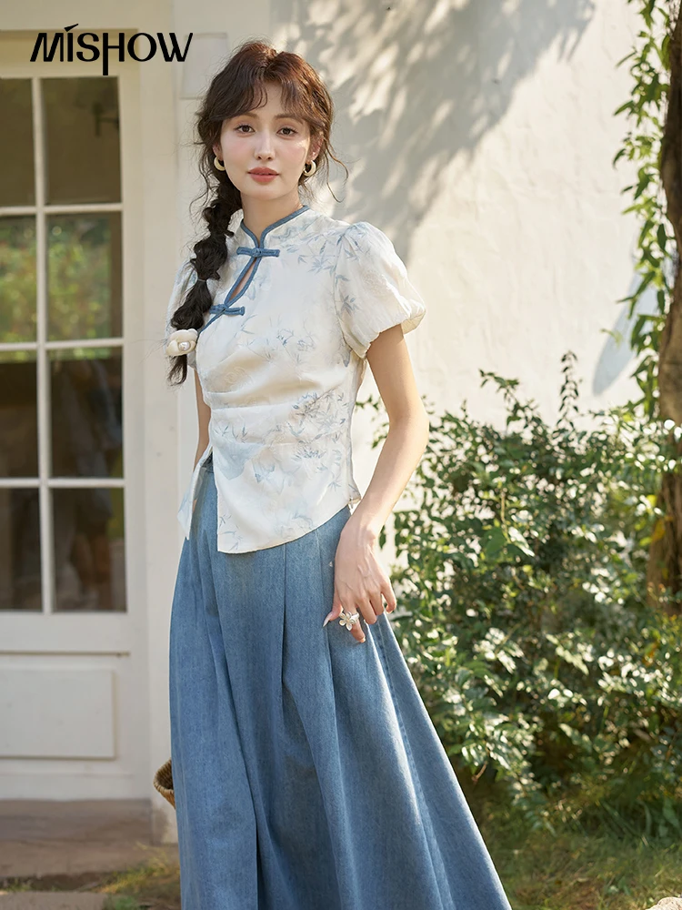 Embroidery Tshirt - MISHOW Chinese Embroidered T-shirt High Waist