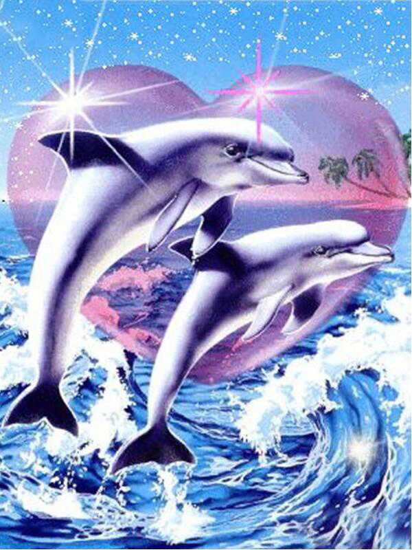 Embroidery Art Painting - Frameless, Diamond Painting Dolphin Full Square