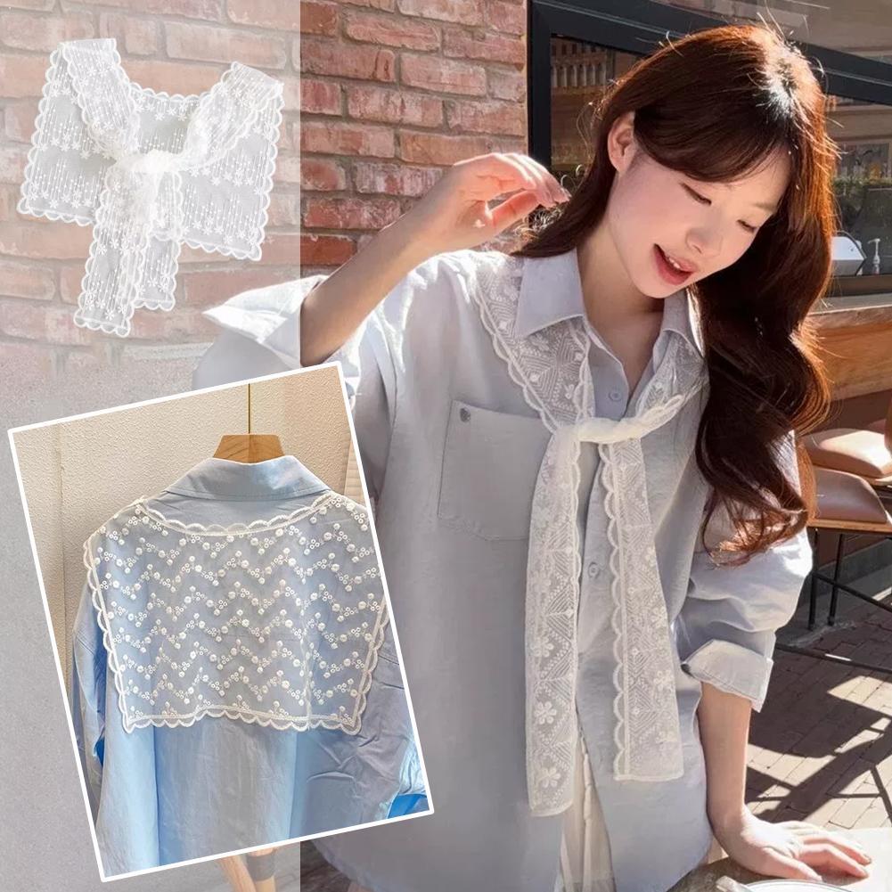 Embroidery Tshirt - French Lace Shawl Scarf for Women