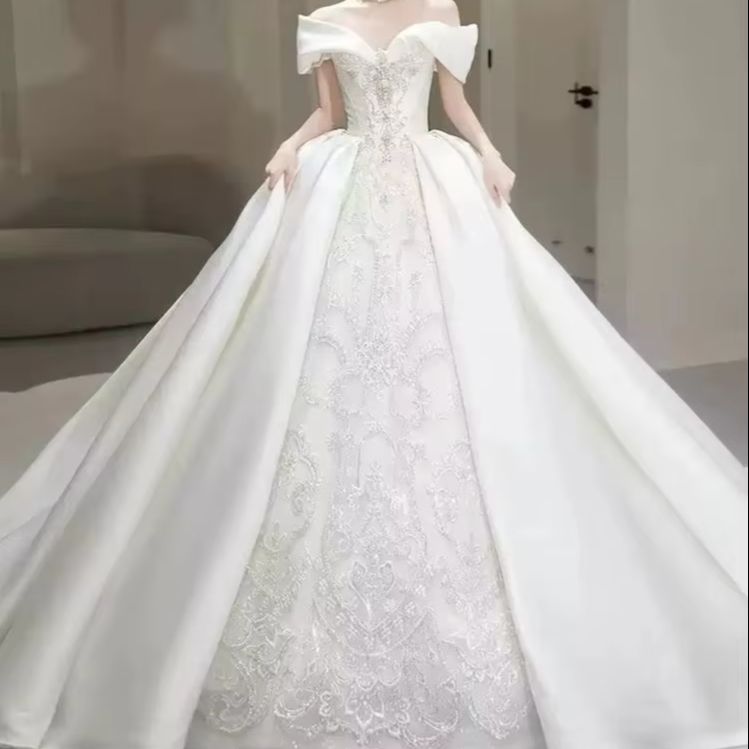 Embroidery Skirt - Chic Wedding Dresses Off Shoulder Fold