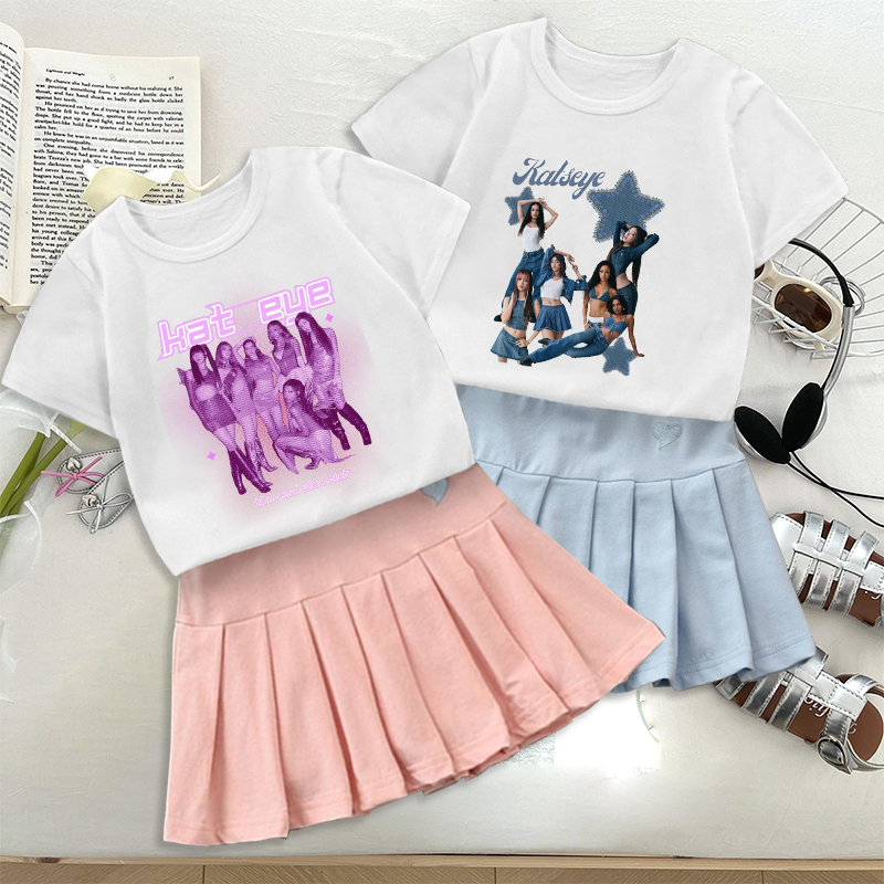 Fashion K POP K-KATSEYE T-shir - огляд і ціна Embroidery Skirt
