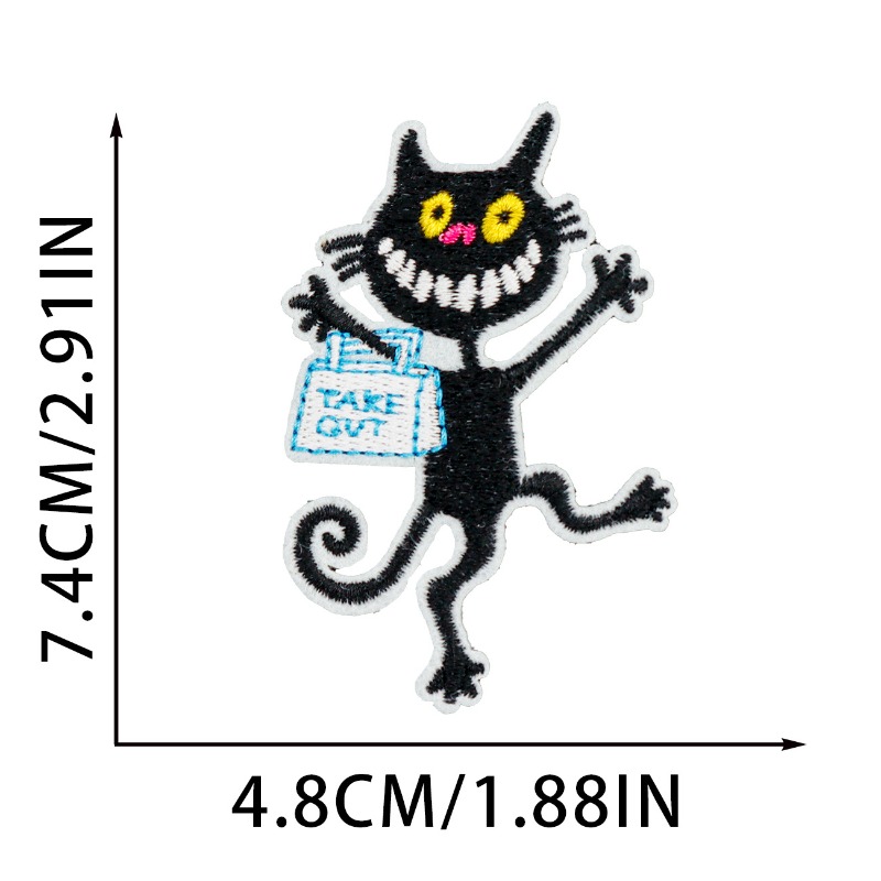 Funny Black Cat Round Heart Ir - огляд і ціна Embroidery On Black Shirt
