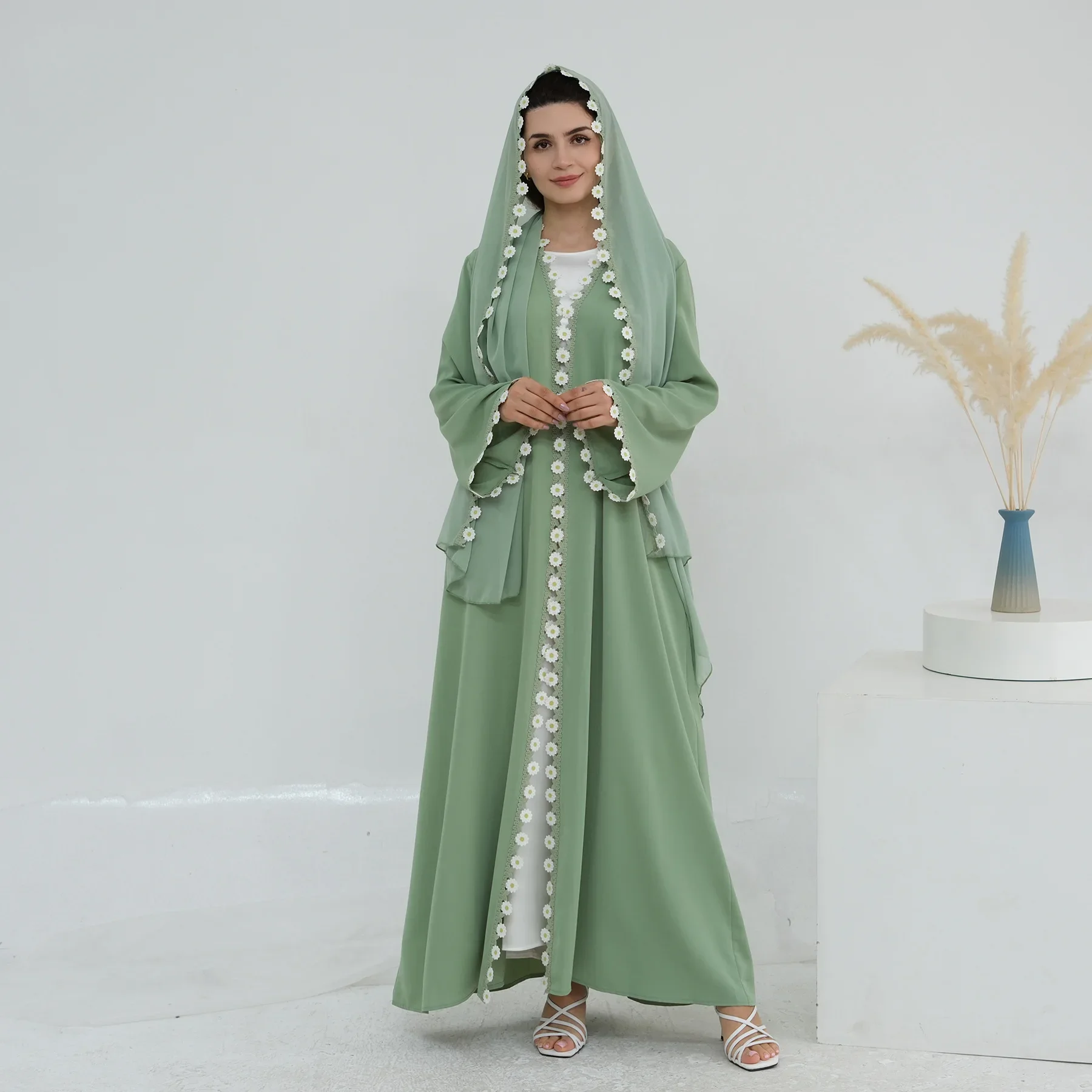 Flower Dubai Abayas Turkey Kaf - огляд і ціна Embroidery Kebaya