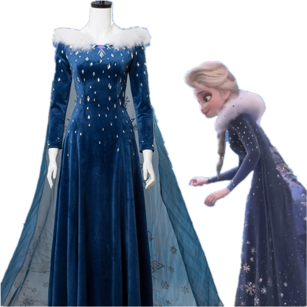 Elsa Cosplay Dress, Deep Blue  - огляд і ціна Embroidery Skirt