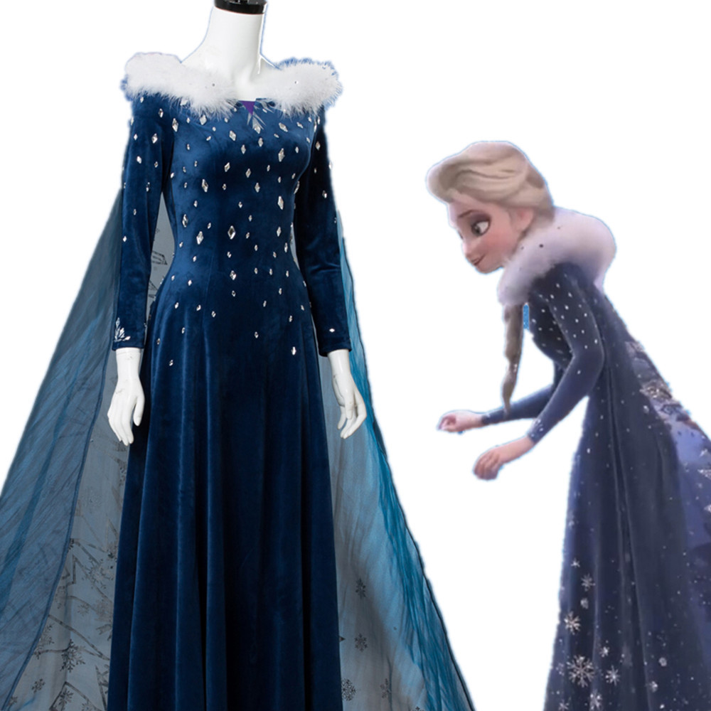 Elsa Cosplay Dress, Deep Blue  - огляд і ціна Embroidery Skirt