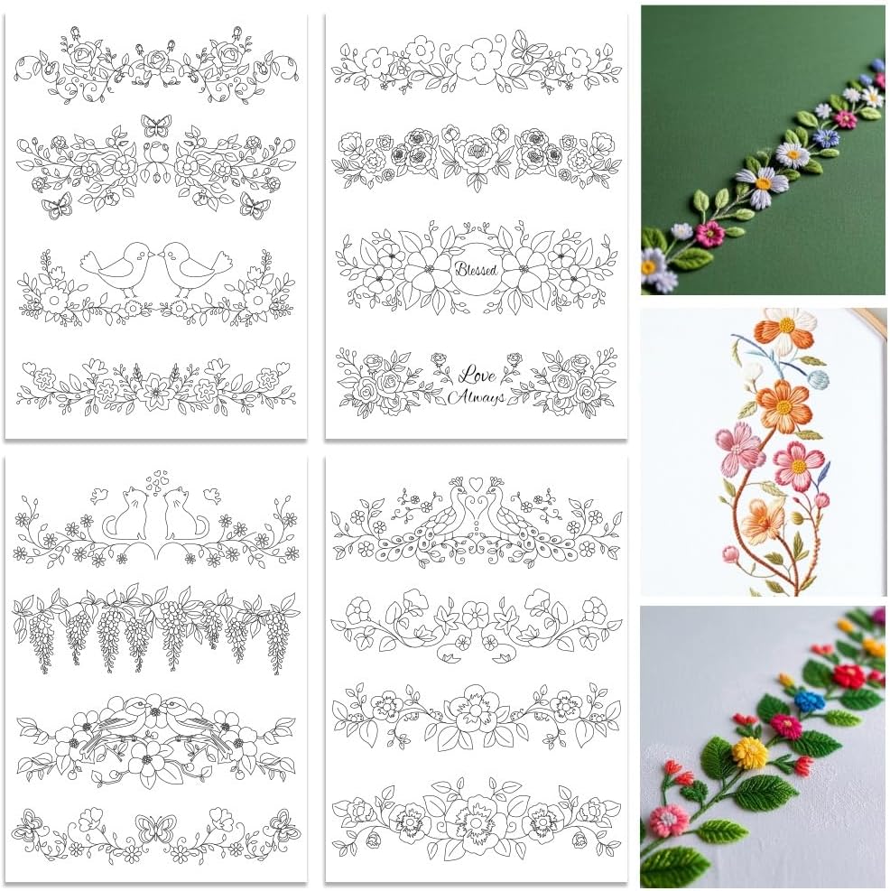 ORIGACH 4 Sheets Water Soluble - огляд і ціна Embroidery Design Patterns Flowers