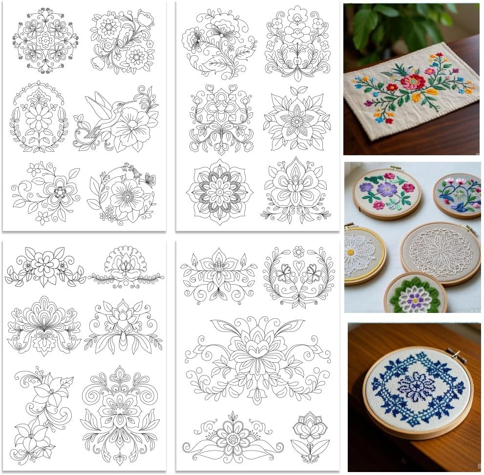 ORIGACH 4 Sheets Water Soluble - огляд і ціна Embroidery Design Patterns Flowers