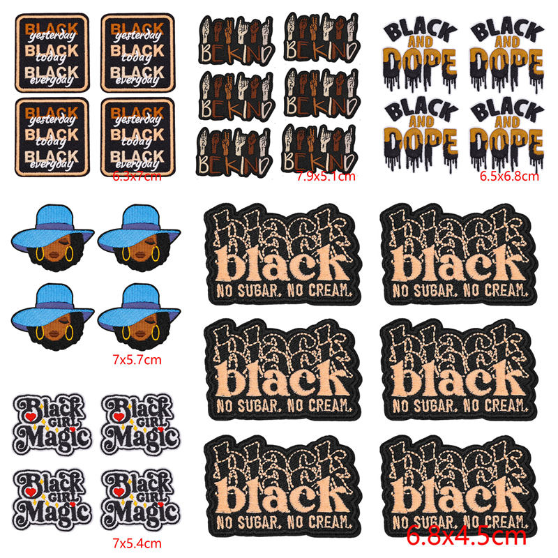 10PCS/Lots Black Girl Magic Co - огляд і ціна Embroidery On Black Shirt