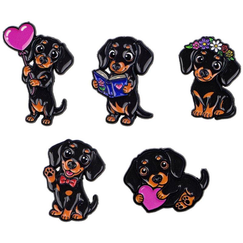 5pcs Cute Dachshund Enamel Pin - огляд і ціна Embroidery Garment