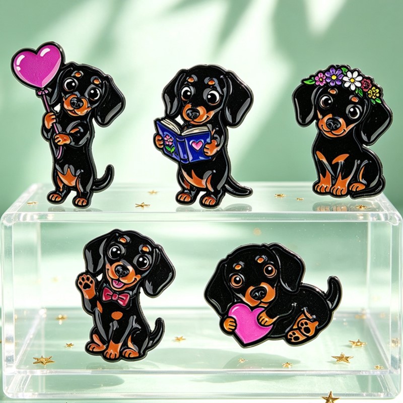 5pcs Cute Dachshund Enamel Pin - огляд і ціна Embroidery Garment