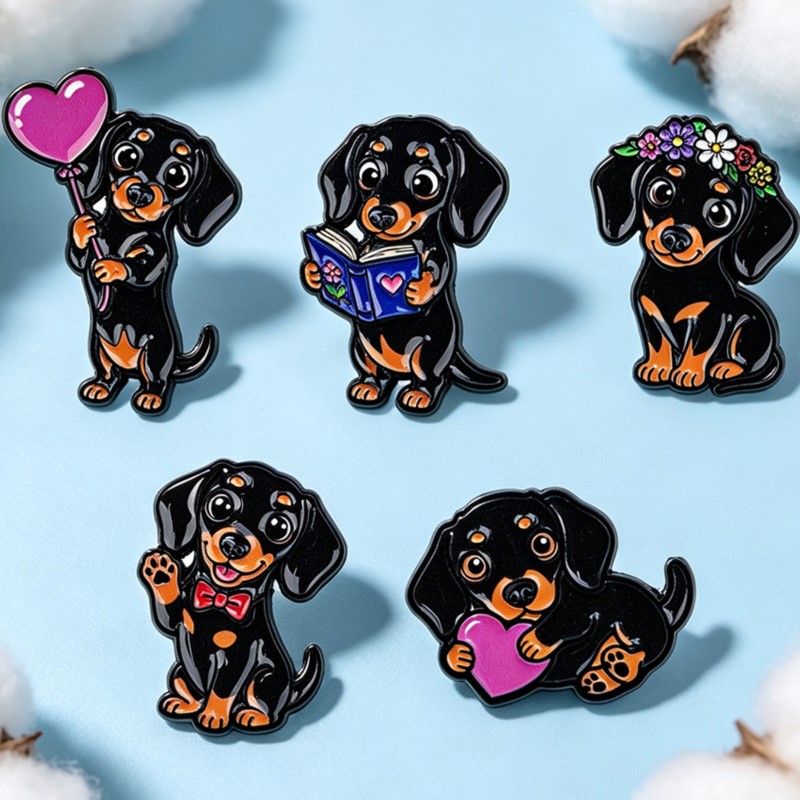 5pcs Cute Dachshund Enamel Pin - огляд і ціна Embroidery Garment