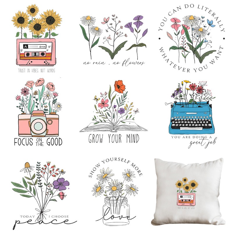 Cartoon Floral Flower Iron On  - огляд і ціна Embroidery Tshirt