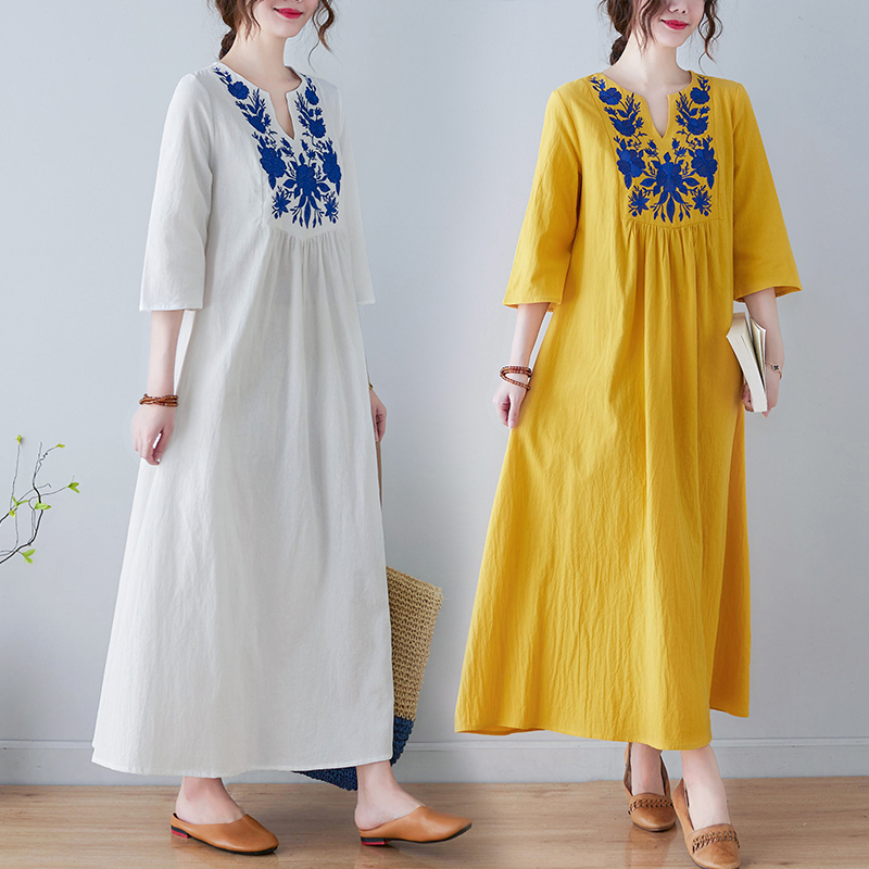 New Ethnic Style Loose Deep V- - огляд і ціна Embroidery Skirt