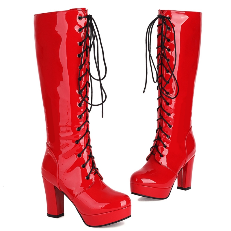 High Heels Platform Knee High  - огляд і ціна Embroidery White