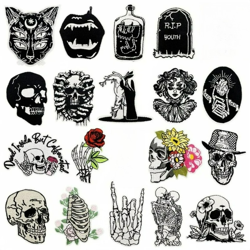 Black Punk Terro Skull Roses C - огляд і ціна Embroidery On Black Shirt
