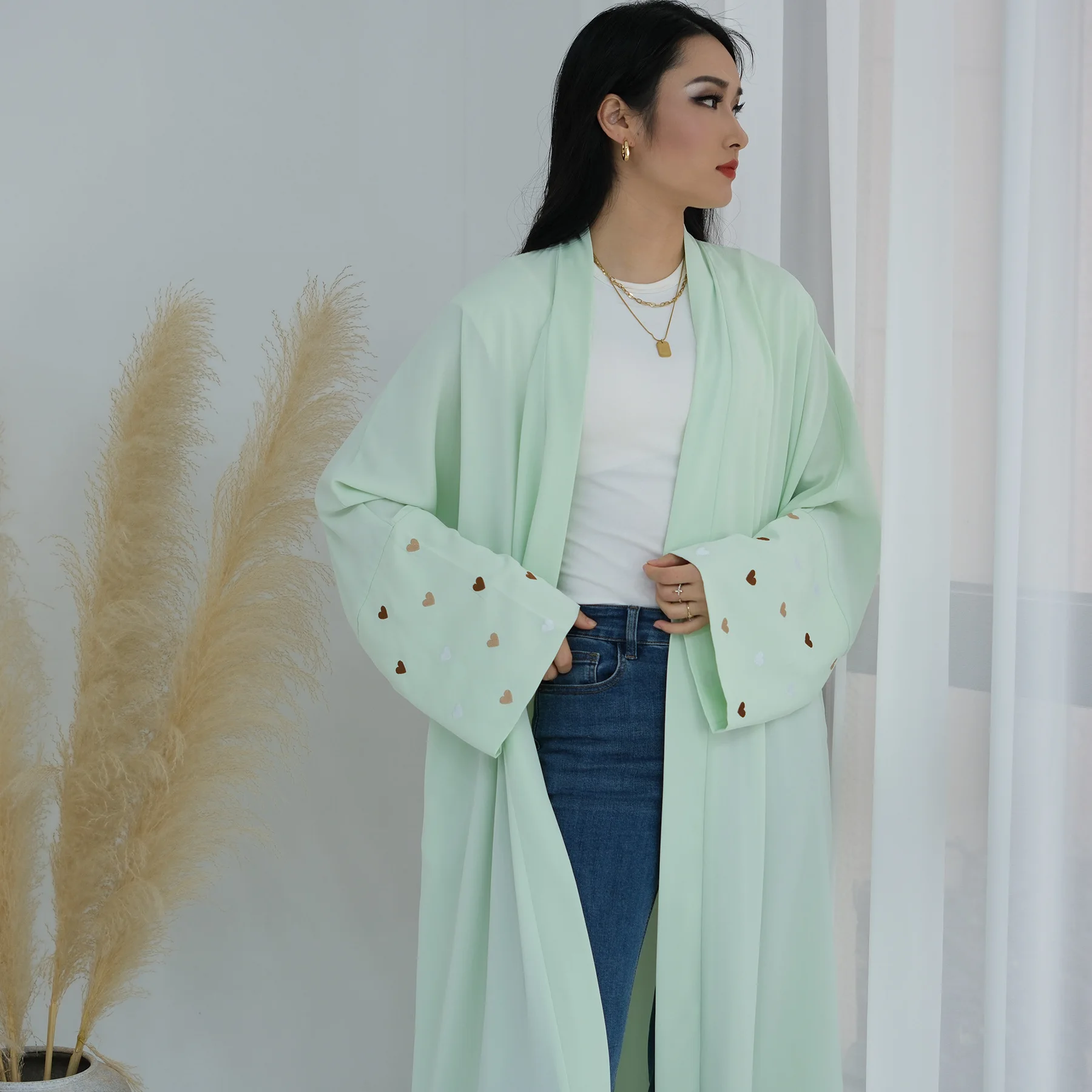 Eid Heart Embroidery Long Robe - огляд і ціна Embroidery Kebaya