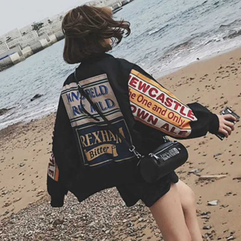Harajuku Letters Jacket Women  - огляд і ціна Embroidery Design Patterns Flowers